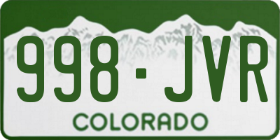 CO license plate 998JVR