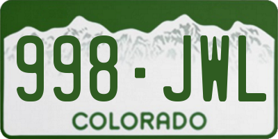 CO license plate 998JWL
