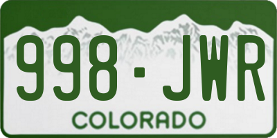 CO license plate 998JWR