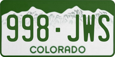 CO license plate 998JWS