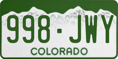 CO license plate 998JWY