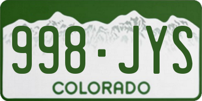 CO license plate 998JYS
