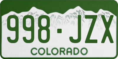CO license plate 998JZX