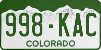 CO license plate 998KAC