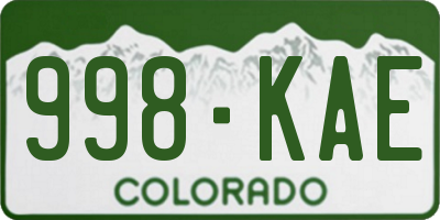 CO license plate 998KAE