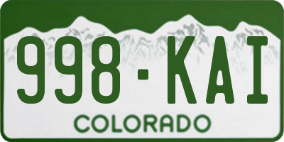 CO license plate 998KAI