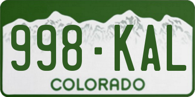 CO license plate 998KAL