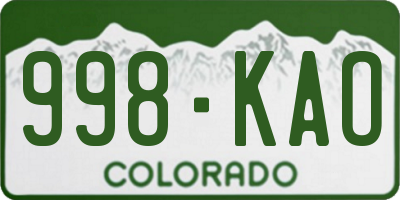 CO license plate 998KAO