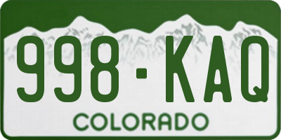CO license plate 998KAQ
