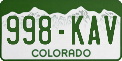 CO license plate 998KAV