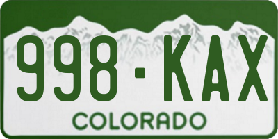 CO license plate 998KAX