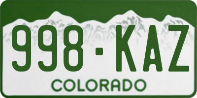CO license plate 998KAZ