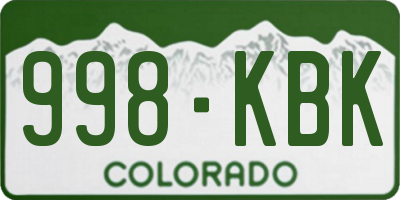 CO license plate 998KBK