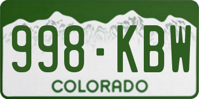 CO license plate 998KBW