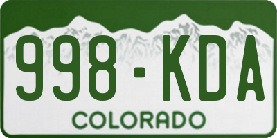 CO license plate 998KDA