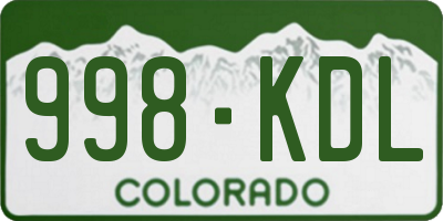 CO license plate 998KDL