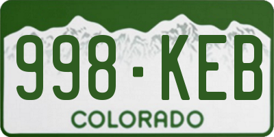 CO license plate 998KEB