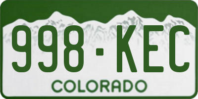 CO license plate 998KEC