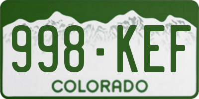 CO license plate 998KEF