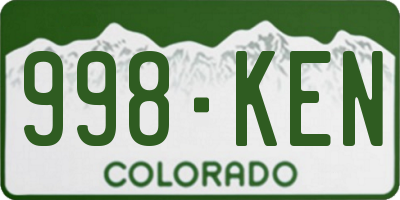 CO license plate 998KEN