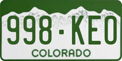 CO license plate 998KEO