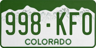 CO license plate 998KFO