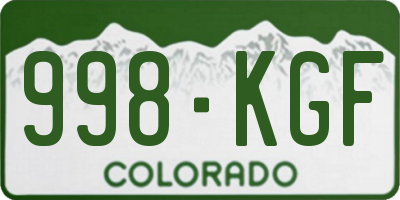 CO license plate 998KGF