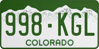 CO license plate 998KGL