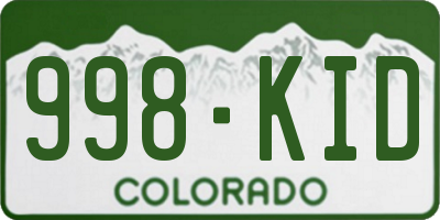 CO license plate 998KID
