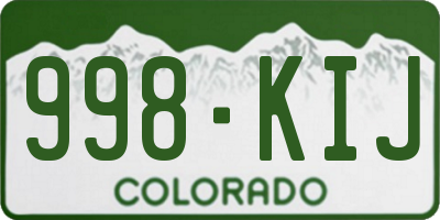 CO license plate 998KIJ