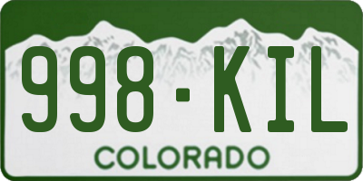 CO license plate 998KIL