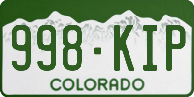 CO license plate 998KIP