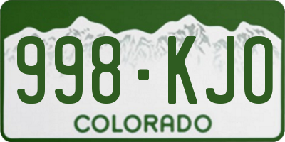 CO license plate 998KJO