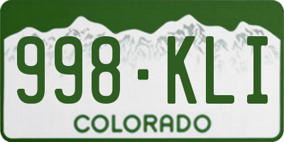 CO license plate 998KLI