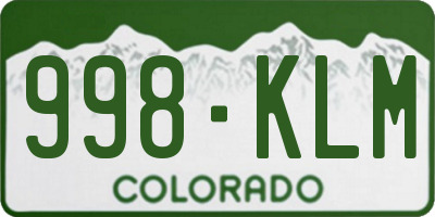 CO license plate 998KLM