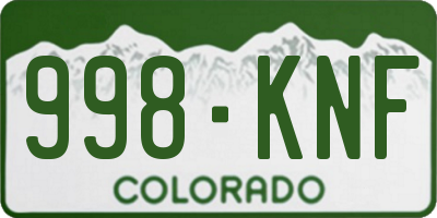 CO license plate 998KNF