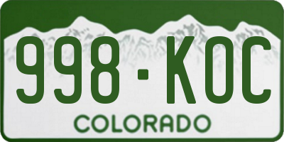 CO license plate 998KOC