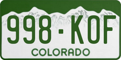 CO license plate 998KOF