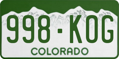CO license plate 998KOG