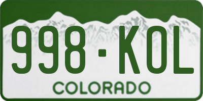 CO license plate 998KOL