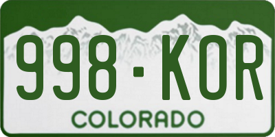 CO license plate 998KOR
