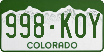 CO license plate 998KOY