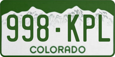 CO license plate 998KPL