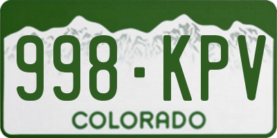 CO license plate 998KPV