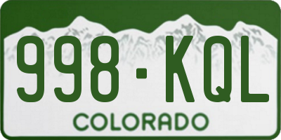 CO license plate 998KQL