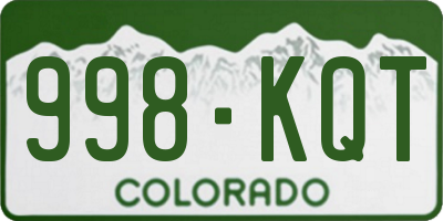 CO license plate 998KQT