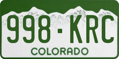 CO license plate 998KRC