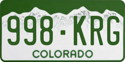 CO license plate 998KRG