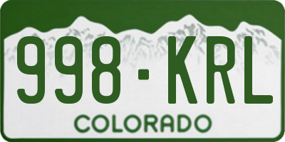CO license plate 998KRL