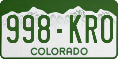 CO license plate 998KRO